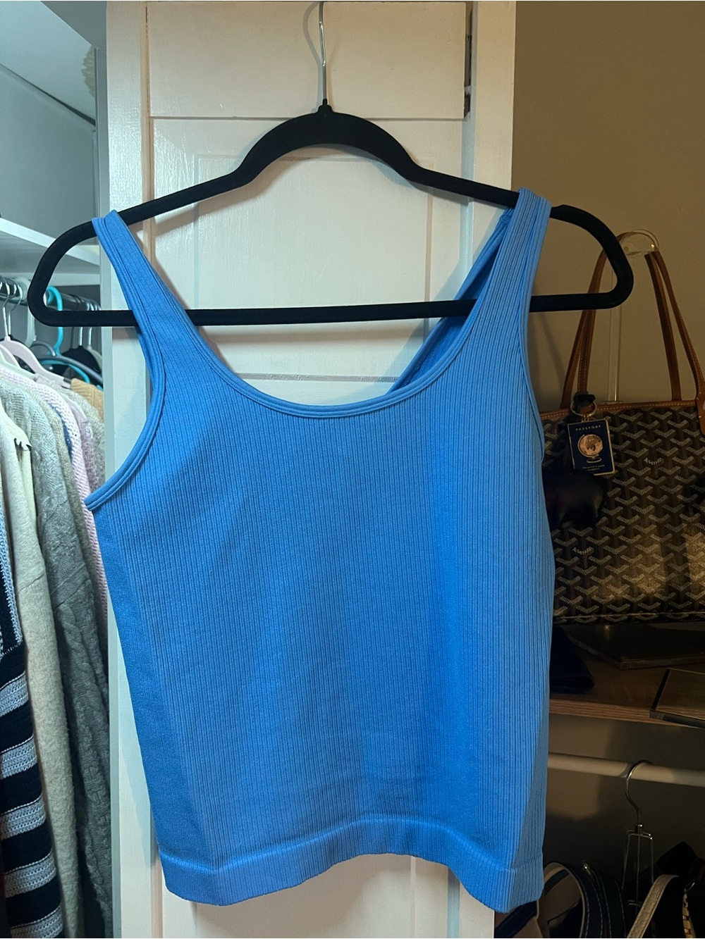 a new day Blue Ribbed Scoop Neck Tank Top